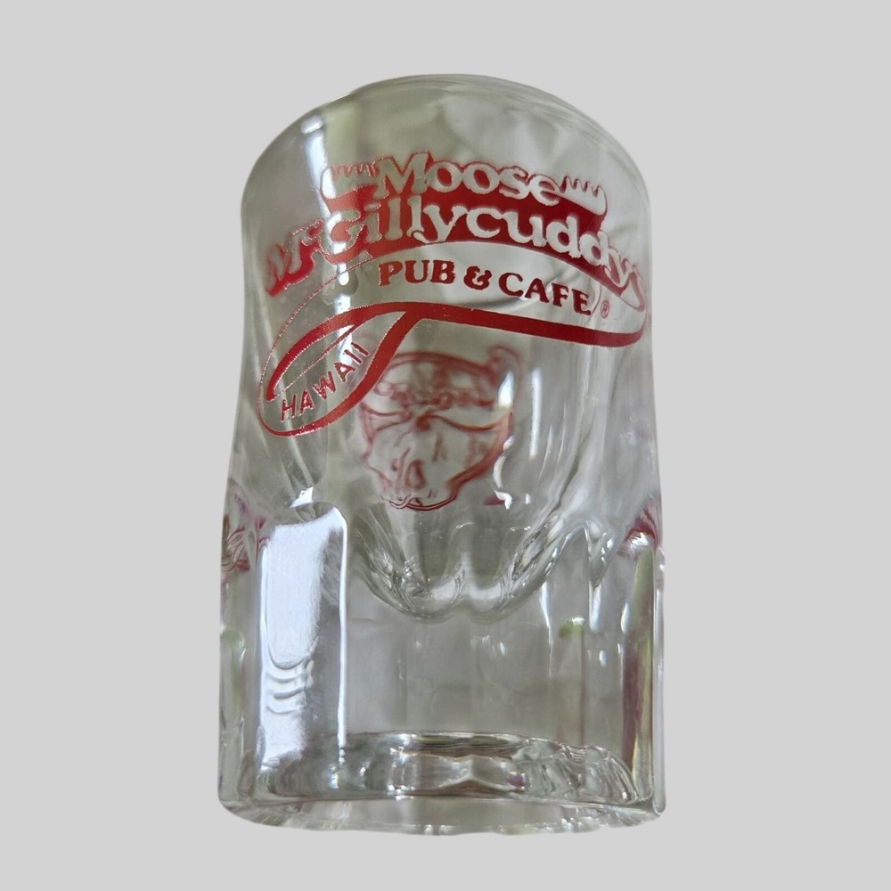 Vintage Moose McGillycuddy's Pub Hawaii Shot Glass Libbey Red Logo Fluted Base